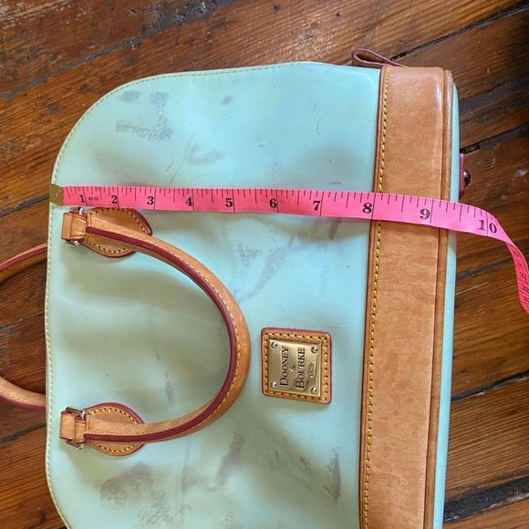 Dooney & Bourke Pebble Grain Zip Zip Satchel, Patent Leather Seafoam Green Purse - Picture 11 of 13